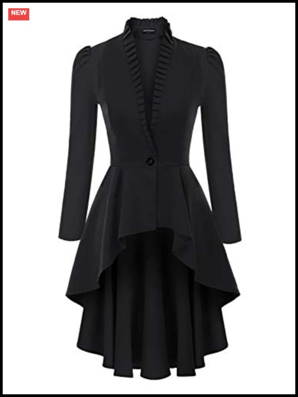 Steampunk Gothic Long Jacket Women Vintage Pirate Coat V-Neck Puff Sleeve